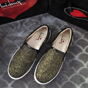 Luichiny Faux Fur Metallic Sneakers